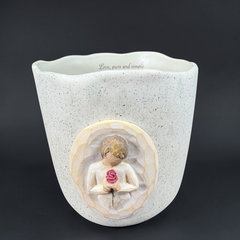 Willow Tree Loving Angel Candle Holder Susan Lordi Demdaco Speckled Resin Votive